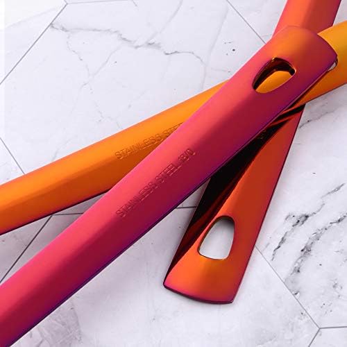 12 Pcs Cooking Utensil Set, Stainless Steel Orange Titanium Plated Cookware Sets with Public Fork/Spoon, Cake Shovels, Spatula, Ladles, Solid Spoon, Slotted Spoon, Pasta Server, Kitchen Tool Gadget - Image 5