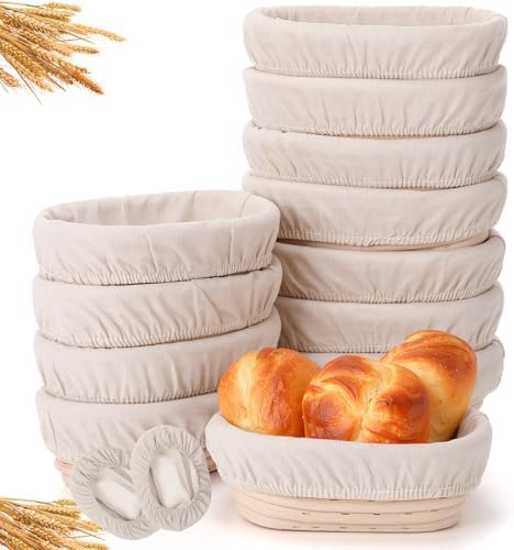 20 Set Mini Bread Proofing Baskets Bulk Sourdough Banneton Basket Kit with Cloth Liners Natural Rattan Dough Proofing Bowls for Home Sourdough Bakers Supplies(Oval) by Acellegic
