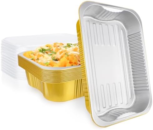 EUSOAR Foil Pans with Lids, 12pack 123oz Small Disposable Aluminum Foil Loaf Cake Pan Holder Tin, Heavy Duty Catering Party Meal Prep Freezer Drip Pans for Microwave Oven Safe Cooking,Baking,Heating by EUSOAR
