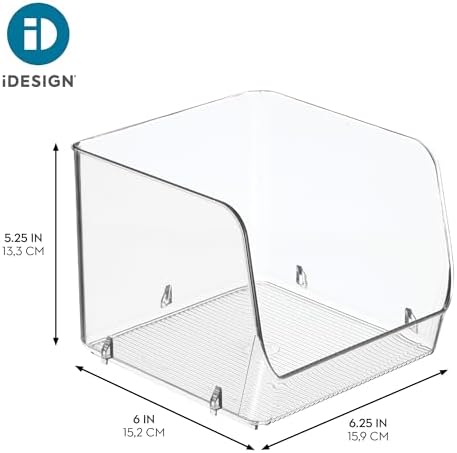 iDesign Stackable Open-Front Storage Bins, Set of 6, Clear - Image 4