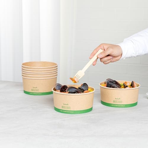 Restaurantware Paper Food Containers 50 Pack Of 44 oz Disposable Round Kraft Salad Bowls Sustainable Stackable Greaseproof Meal Prep Take Out Containers For Ice Creams, Soups, Snacks And Desserts - Image 5