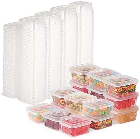 100ml & 2oz Containers with Lids (200 Pack), Small Plastic Condiment Containers with Lids, Jello Shot Cups, Portion Sauce Cups (Square) - Image 2