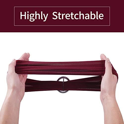 Peomeise 100pcs Burgundy Spandex Chair Sashes with Buckle Slider for Wedding, Party Decoration - Image 6