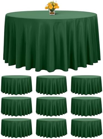 10 Pack Hunter Green Round Tablecloths,90 Inch Polyester Table Cloth by FXKS