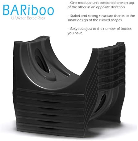 Bariboo Stackable Water Bottle Storage Rack Best Water Jugs 5 Gallon Organizer. Jug Holder for Kitchen, Cabinet and Office Organizing. Reinforced Polypropylene (Black, 4 No Shelf) - Image 2