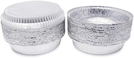 (60 Pack) Premium 7-Inch Round Foil Pans with Plastic Dome Lids l Heavy Duty l Disposable Aluminum Tin for Roasting, Baking, or Cooking - Image 6