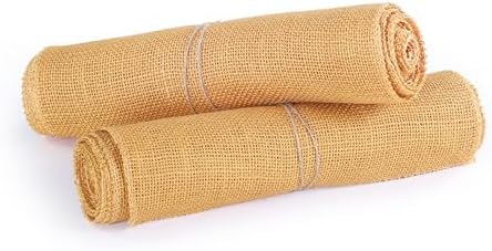 MDS® Pack of 20 Natural Burlap Table Runner, 12 x 72 Inch, Jute Rustic Farmhouse Boho Table Decor for Wedding Reception, Dining Table, Bridal Shower, Baby Shower & Party Decorations - Gold - Image 5