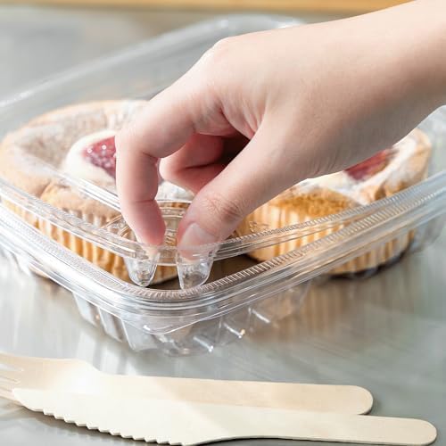 Karat 36oz PET Tamper Resistant Hinged Deli Container [150 ct] - Plastic Clamshell Food Containers, Easy Open Pull-Tab for Restaurants & Takeout - Image 4