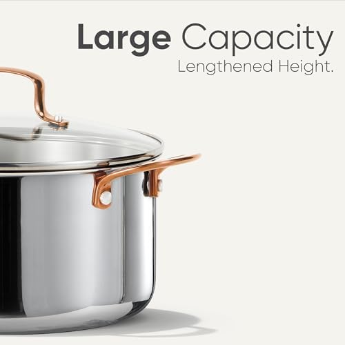 CAROTE 8 Qt Tri-Ply Stainless Steel Stockpot, Non-Toxic Stock Pot with Lid, Soup Pot for Pasta, Even Heating, Oven Safe, Induction, Ceramic and Gas Cooktops Compatible, Sliver, Mothers Day Gifts - Image 6
