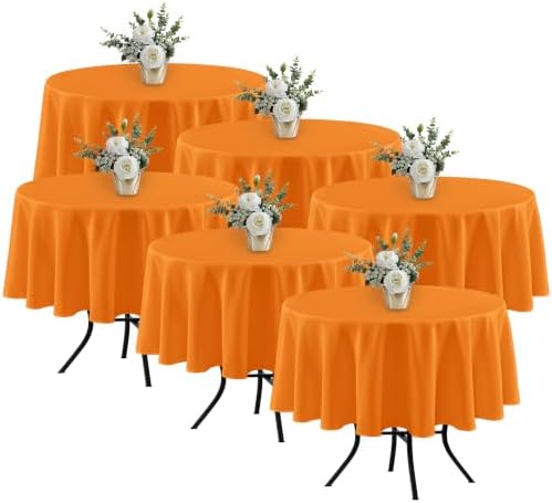 Fitable 6 Pack Orange Tablecloths 70 Inch Round for 36"-48" Tables by Fitable