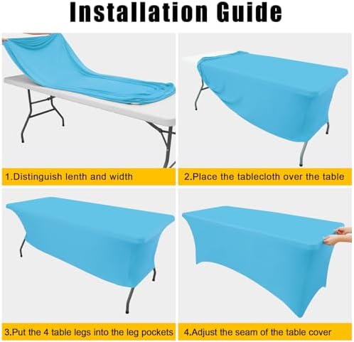 Smiry 2 Pack Spandex Table Cloth 4FT, Elastic Fitted Blue Mist Tablecloth - Image 5