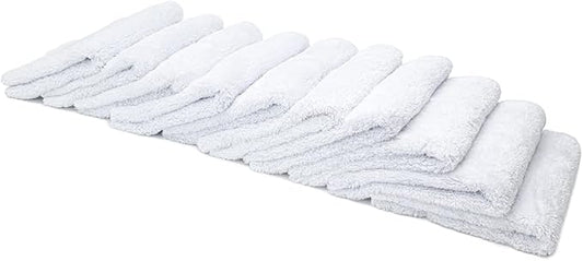 Autofiber Korean Plush Premium Edgeless Microfiber Detailing Towels - Pack of 10, White (16 inch x 16 inch) by Autofiber