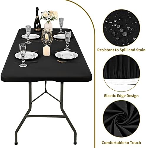 6 Pack Stretch Table Top Cap Cover, Black, 30" x 72" - Image 3