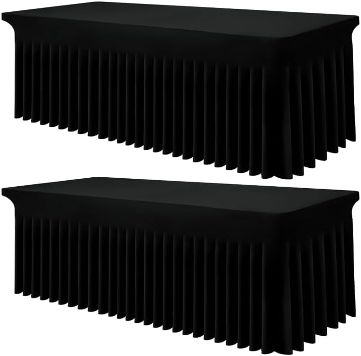 Smiry 2 Pack Spandex Elastic Fitted Table Cloth Skirt for 6FT Table by Smiry