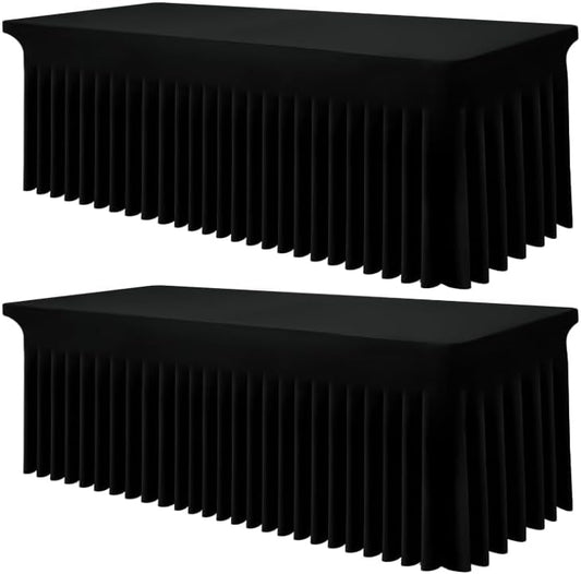 Smiry 2 Pack Spandex Elastic Fitted Table Cloth Skirt for 5FT Table by Smiry
