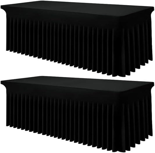 Smiry 2 Pack Spandex Elastic Fitted Table Cloth Skirt for 5FT Table by Smiry