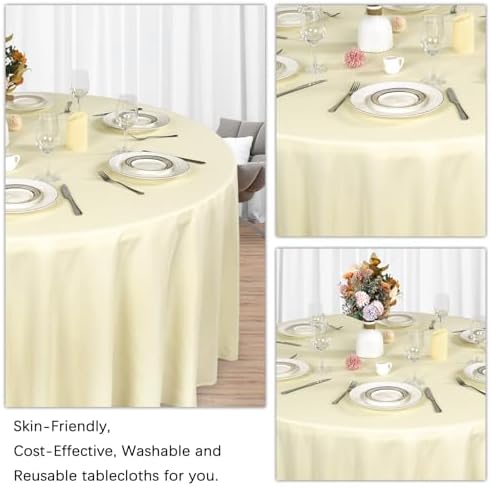 8 Packs 120 Inch Beige Round Tablecloth - Image 5