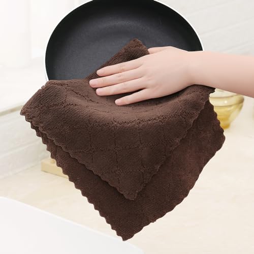 Homaxy 12 Pack Super Soft Absorbent Dish Towels, 10" x 20", Brown - Image 4