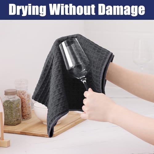 Homaxy Microfiber Kitchen Towels and Dishcloths Sets, 12 Pack, Dark Grey - Image 3