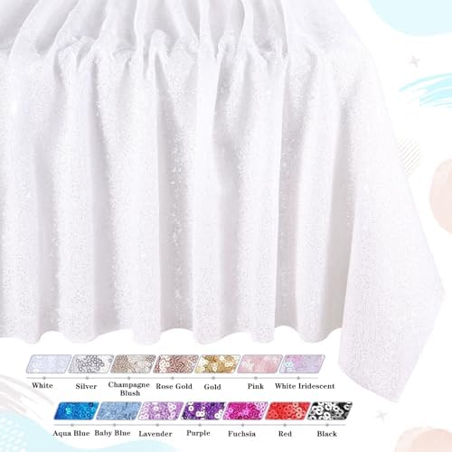 White Sequin Tablecloth Rectangle 90 x 156 Inch Table Cloth for Wedding - Image 5