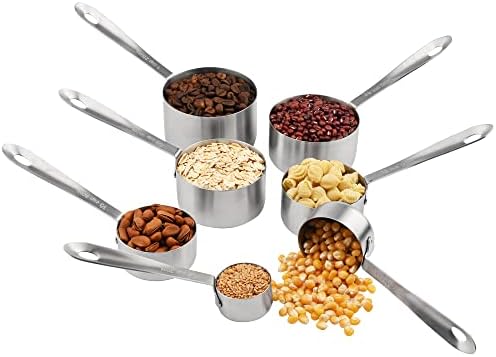 Measuring Cups and Spoons Set 17, 7 Stainless Steel Measuring Cup Set, 9 Spice Long Measuring Spoons with 1 Leveler for Kitchen and Baking, 18/8 Steel Dry Metric Measure Cups &Spoons Set - Image 4