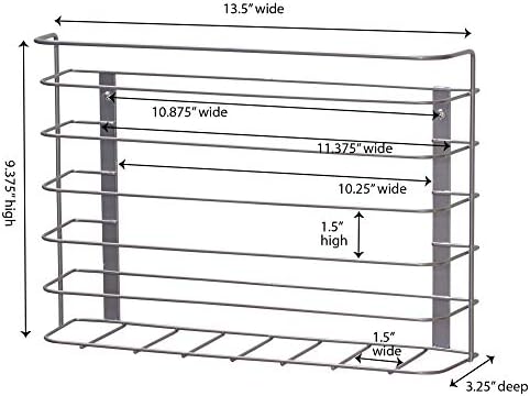 Household Essentials Tall Door Mount Cabinet Organizer with Steel Wire Frame in Nickel Powder Finish, Silver - Image 2