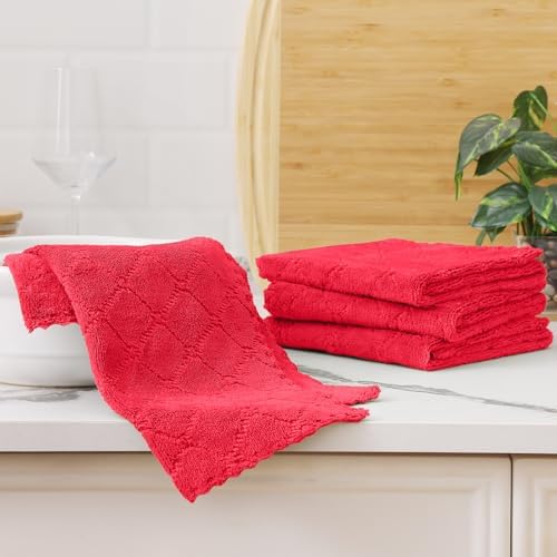 Homaxy 12 Pack Super Soft Absorbent Dish Cloths, 13" x 19", Red - Image 7