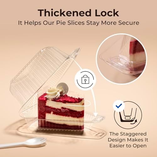 Fit Meal Prep 300 Pack Cake Slice Plastic Containers with Lids - Single 5” Clear Medium Dome Hinged Lid Cheesecake Container, Pie, Food Box, Take Out Togo Packaging for Home, Bakery and Cafe Business - Image 4