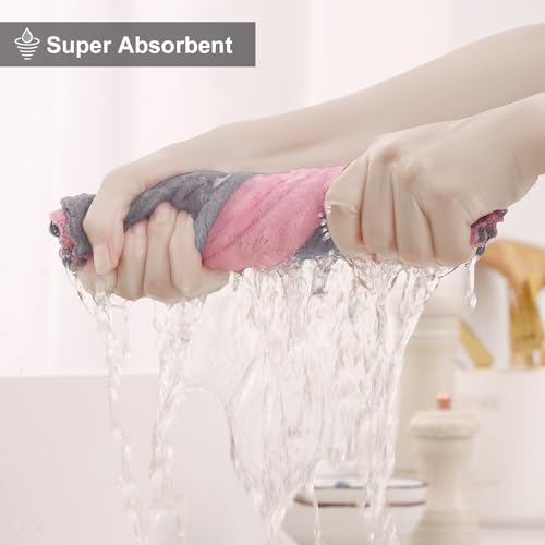 Homaxy 12 Pack Super Soft Dish Cloths, 10" x 10", Grey & Pink - Image 4