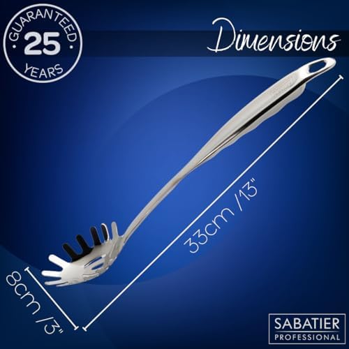 Sabatier Professional Large Metal Spaghetti Server Ladle - Mirror Polished Stainless Steel Fork Spoon to Measure, Drain & Serve Pasta. Strong Construction. 5 Year Guarantee, Dishwasher Safe - Image 5