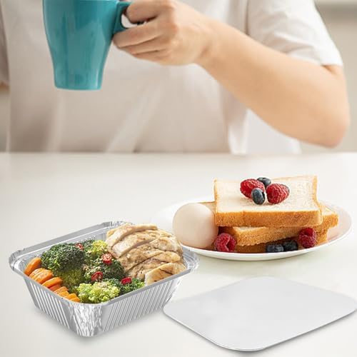 iHomeSet 200 Pack 1 lb Aluminum Foil Pans with Paper Lids | Take Out Food Containers for Catering, Baking, Roasting Food, Freezer Safe - Image 4