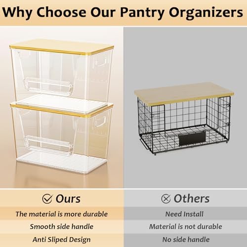 Delamu 3 Pack Pantry Organizers and Storage,Trash Bag Dispenser with Bamboo Top,Stackable Trash Bag Dispenser Under Sink Organizer for 4-30 GalBags,Onion,Potato,Fruits,Clear - Image 4