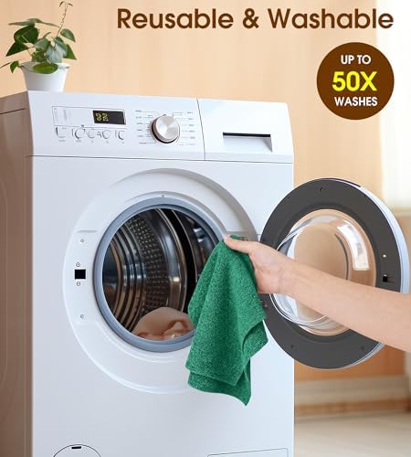 KitchLife Microfiber Cleaning Cloth Roll, 100 Pack - Tear-Away Microfiber Paper Towels, Lint-Free, Reusable, Washable for Kitchen, Car, Dishes, and Sensitive Surfaces (Forest Green) - Image 7