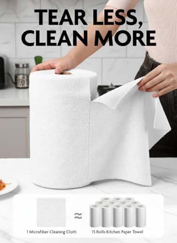Fantasticlean Microfiber Cleaning Cloth Rolls-675 Sheets (9 Rolls of White) - Image 2