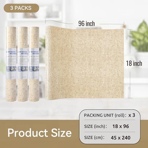 FIFTY FEET 18"x96" Non-Adhesive Shelf Liner for Kitchen Cabinets and Drawers, Washable Non-Slip PVC Cabinet Liner (Yellow)(3 Roll) - Image 5