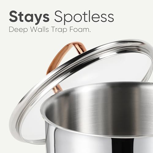 CAROTE 8 Qt Tri-Ply Stainless Steel Stockpot, Non-Toxic Stock Pot with Lid, Soup Pot for Pasta, Even Heating, Oven Safe, Induction, Ceramic and Gas Cooktops Compatible, Sliver, Mothers Day Gifts - Image 4