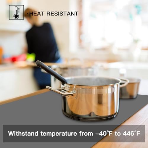 Silicone Mats for Kitchen Counter, 47.3"x23.6"(120cmx60cm) Large Heat Resistant Mat Kitchen Island Waterproof 2MM Thick Countertop Protector Mat Nons-slip Extra Large Counter Mat, Translucent Black - Image 4