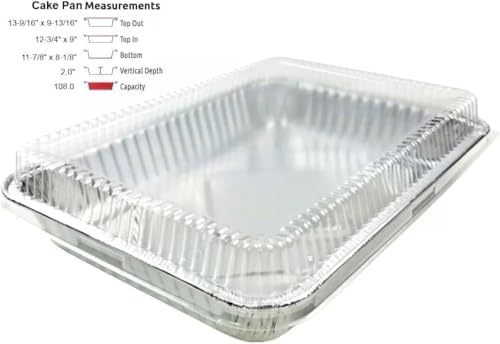 PACTOGO 13" x 9" x 2" Disposable Aluminum Foil Oblong Cake Pans with Dome Lids - 108 Fluid Ounces Rectangular Pan - Perfect For Baking and Storing Cakes, Casseroles, Rolls REF# 394 (Pack of 100 Sets) - Image 2