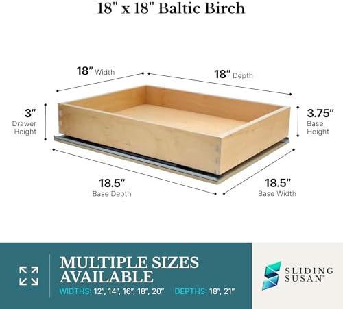 SlidingSusan Baltic Birch Pull-Out Cabinet Drawer Organizer 18" W x 18" D - Image 2