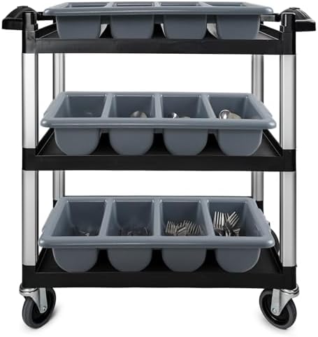 Obstnny 4-Pack 4-Compartment Plastic Commercial Cutlery Bin Trays | Silverware Organizer Bin - Image 2