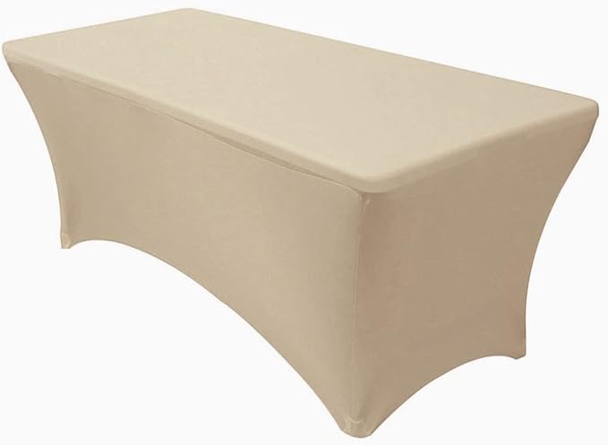 MDS® Pack of 12 Spandex Tablecloth 4FT Tight Fitted Stretch Table Cover – Washable Wrinkle-Free Reusable Elastic Patio Tablecloth for Wedding, Party, Banquet, Trade Show, Event Décor - Champagne Gold by MDS