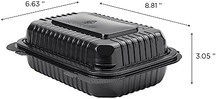 Karat Clamshell Take Out Food Containers [9"x6" - 250 ct] Durable, Microwavable, Stackable, Crack-Resistant To Go Boxes | Black - Image 3