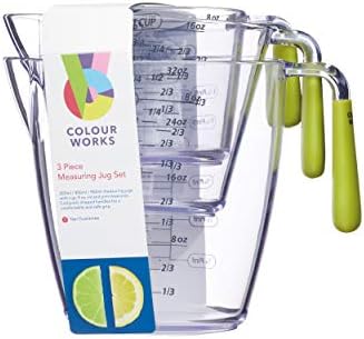 KitchenCraft Colourworks 3 Piece Acrylic Measuring Jug Set in Green CWMJUGSETGRN - Image 5