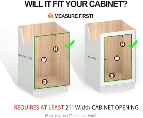 JOWBOOW Pull Out Cabinet Organizer 20" W x 21" D, Chrome | Slide Out Shelves for Kitchen Cabinet, 100 lbs Capacity, Smooth Ball-Bearing Glides, Heavy-Gauge Steel Wire, Fits 21" Opening - Image 4