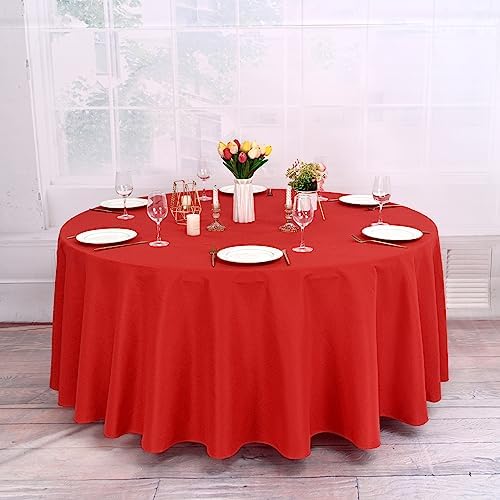 8 Pack Red Round Tablecloths, Diameter of 120 inch - Image 2