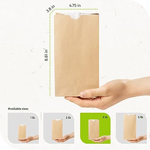 Culinware Brown Paper Bags Wax Lined 3 Lb – Grease Resistant Paper Bags for Sandwiches, Fries, Popcorn, Donuts and Creamy, Greasy Food – Ecofriendly Bulk Food Bags – 4.75x 3.88 x 8.81 In - 250 Count - Image 6