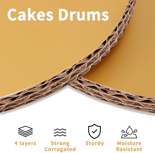 10 PCS 12inch Gold Cake Drums, 1/2 Inch Thick Round Cake Boards, Professional Quality Cake Cardboards, Card Base, Cake Mat-Gold for Wedding, Party, Anniversaries, Birthday Decor (12inch/10pcs) - Image 3