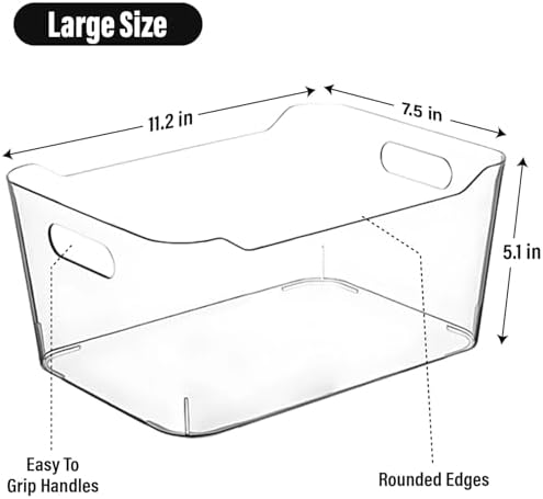 Clear Plastic Storage Bins for Kitchen Organization or Pantry Organizers and Storage, Freezer Fridge Organizer Containers Bin for Organizing Refrigerator Closet Cabinet Organizers - Image 2