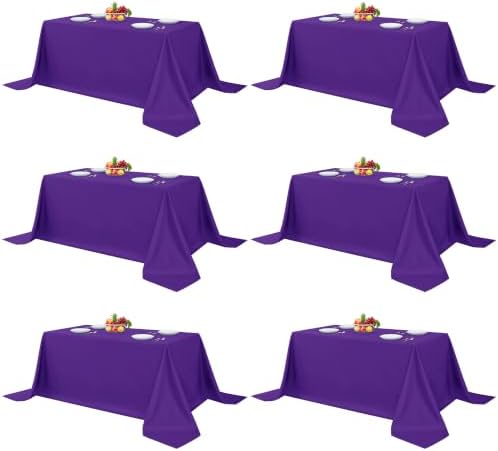 Fitable 6 Pack Purple Tablecloths 90x132 Inch for 6 Foot Rectangle Tables by Fitable