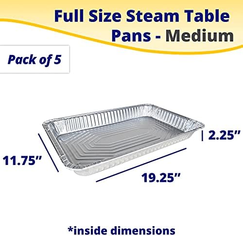 IDL Packaging Full Size Aluminum Steam Table Pans - Medium, 21" x 13" x 2.25" (pack of 5) - Disposable Foil Pan for Grilling, Roasting, BBQ, Cooking, Baking, Freezing - Image 2
